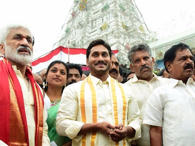 Jagan Reddy at the Tirupati Temple. (via Twitter)