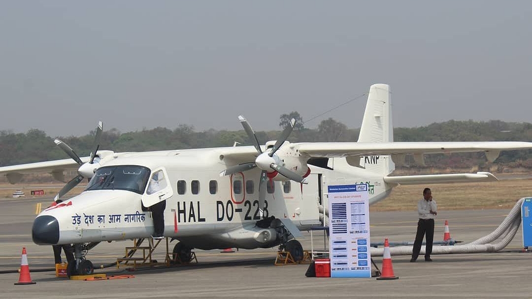 The Dornier 228 built by HAL. (@siddhathk63/Twitter)