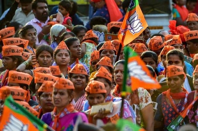 BJP supporters at a rally.