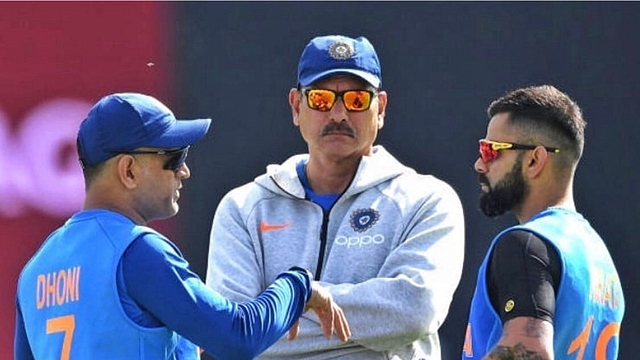 Ravi Shastri with MS Dhoni and Virat Kohli. (via Twitter)