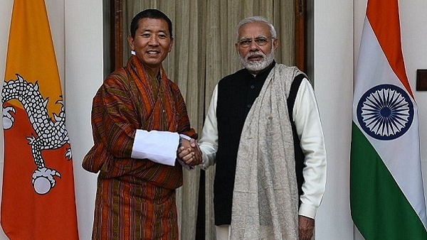 Bhutan’s Prime Minister, Dr Lotay Tshering, with PM Narendra Modi. (Image courtesy of twitter.com/narendramodi)