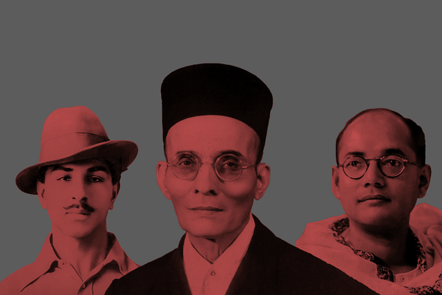 Freedom fighters Bhagat Singh, Subhas Chandra Bose and Veer Savarkar..&nbsp;