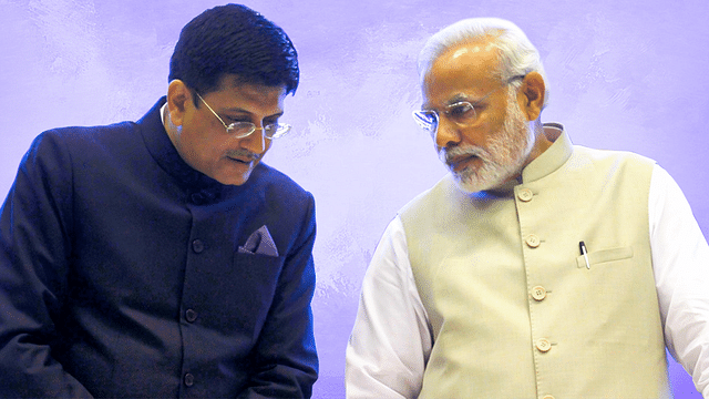 Prime Minister Narendra Modi with Commerce&nbsp;Minister, Piyush Goyal. (Virendra Singh Gosain/Hindustan Times via GettyImages)&nbsp;