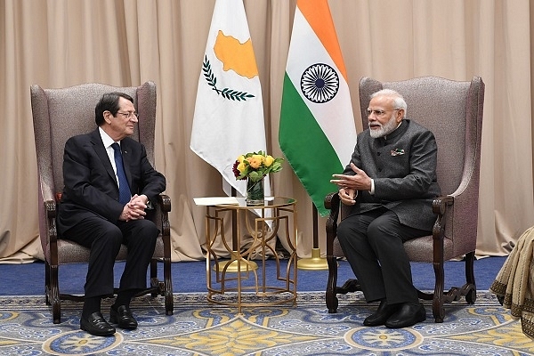 Cyprus President Nicos Anastasiades (L) with PM Narendra Modi (R).