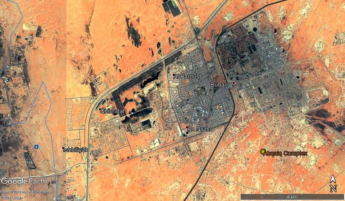 Figure 2: Satellite image of Abqaiq processing facility (Note scale)