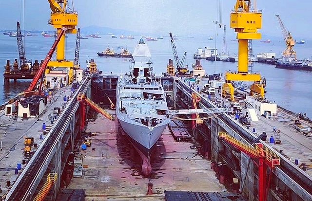 New aircraft carrier dry dock at Mumbai (Source: @thakur_shivangi/Twitter)