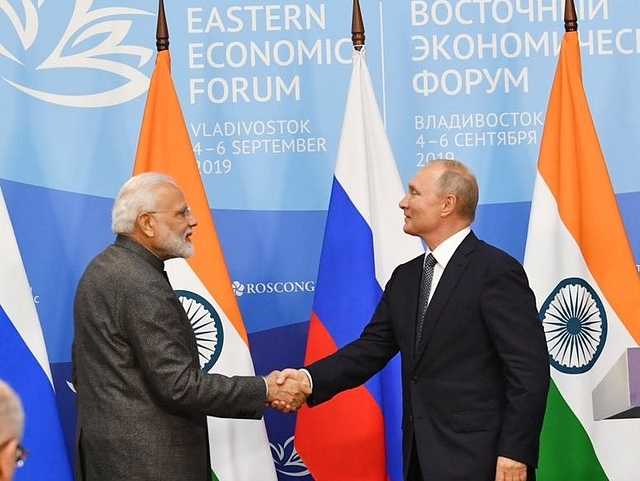 PM Modi with Vladimir Putin. (via Twitter)