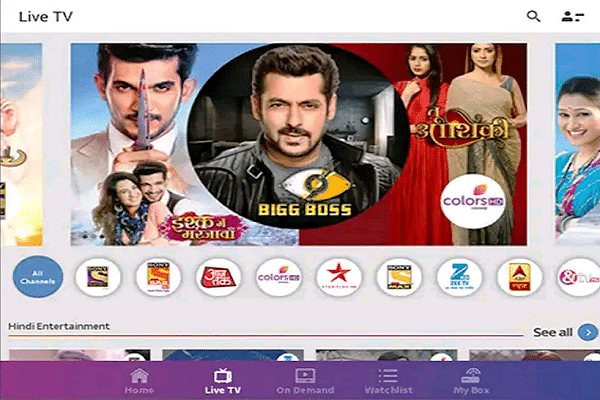 Tata Sky live TV (Screenshot)