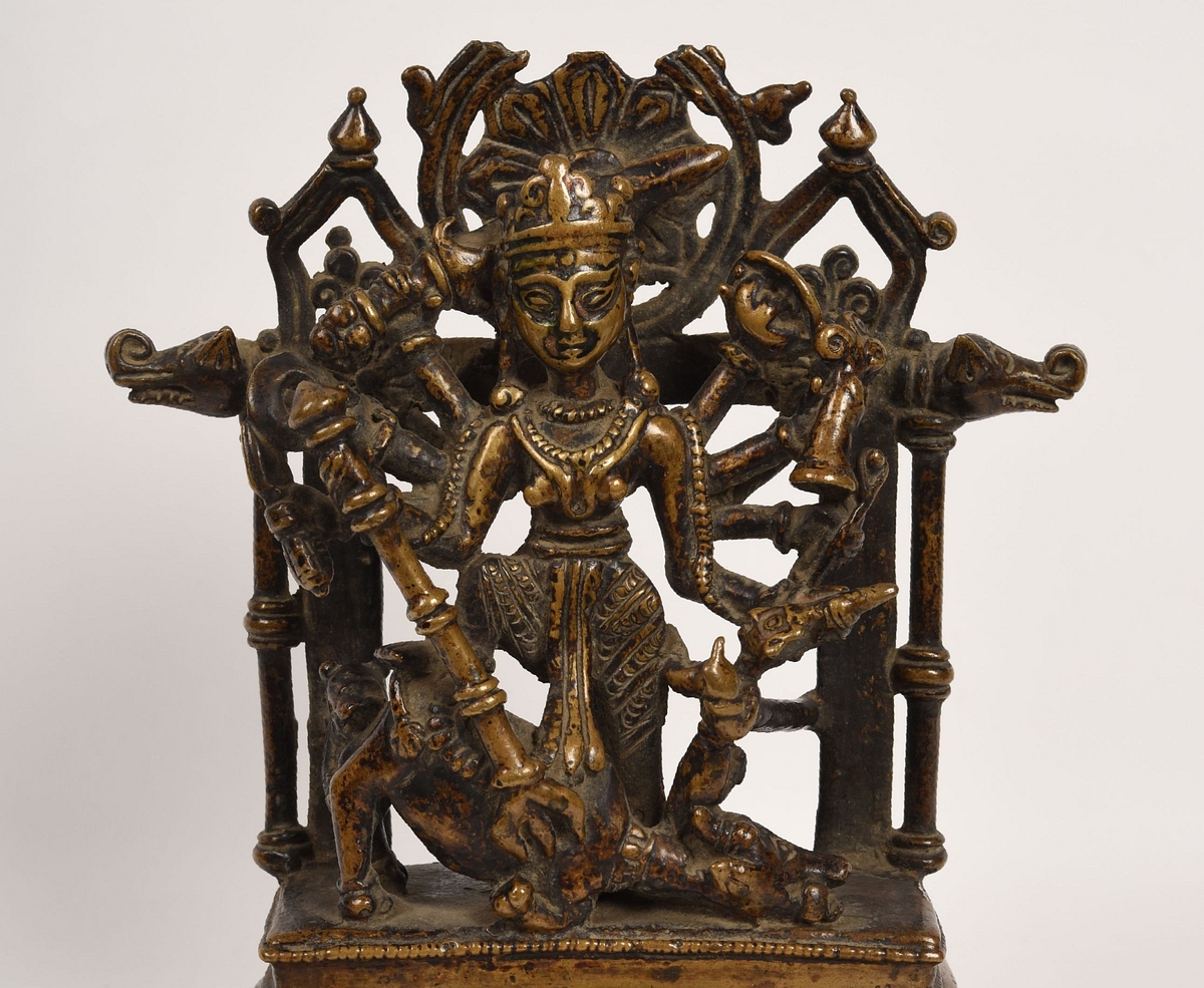 A bronze work depicting Mahishasurvadh