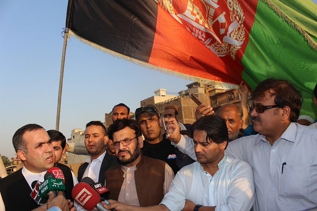 Afghan ambassador to Pakistan&nbsp;Shukrullah Atif Mashal speaking to mediapersons (Pic Via Twitter)