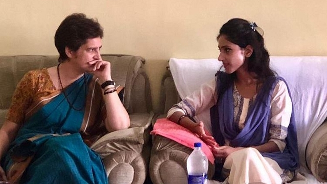 Aditi Singh (R) with Priyanka Vadra. (via TwitteR)