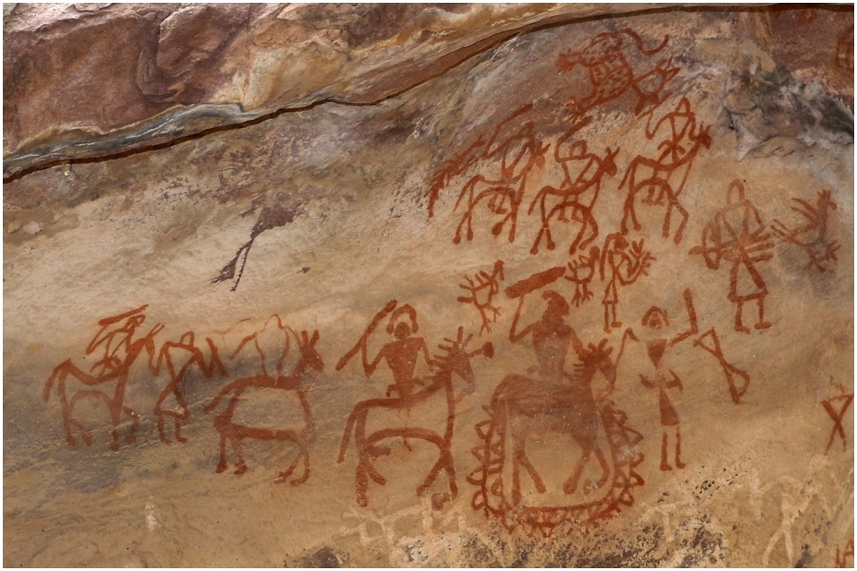 Rock art in Bhimbetka.