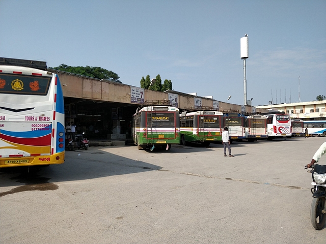 Grounded buses at a bus station in the state. (Twitter/@tsrtcbuses)