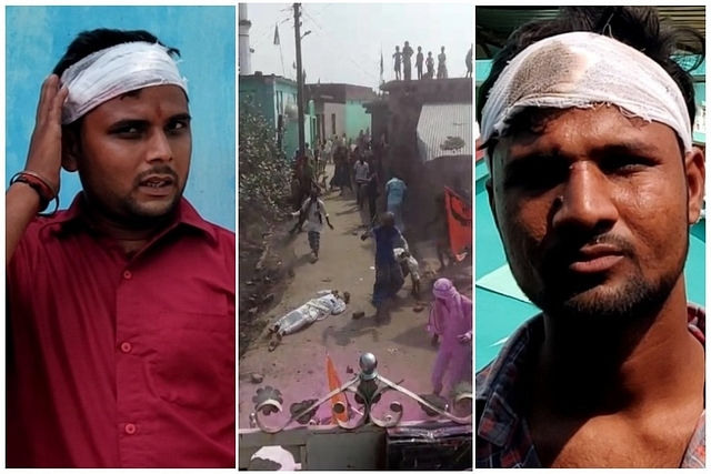 Participants in Durga visarjan procession show their wounds/Swati Goel Sharma