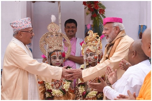 Prime Minister Narendra Modi with Nepal prime minister K P Sharma Oli in Janakpur, Nepal in 2018 (PMO) &nbsp;