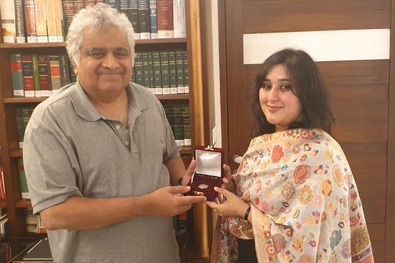 Eminent lawyer Harish Salve with Bansuri Swaraj, daughter of former EAM Sushma Swaraj (@governorswaraj/Twitter)