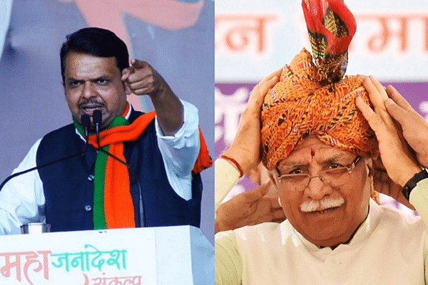 Devendra Fadnavis - left, Manohar Lal Khattar - right