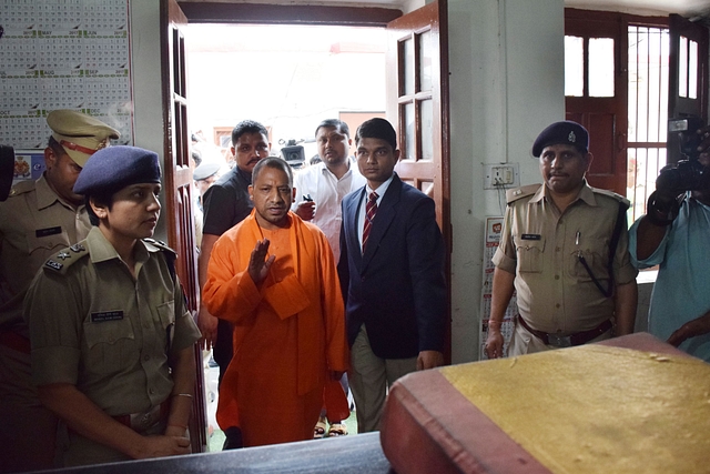 Uttar Pradesh Chief Minister Yogi Adityanath at Hazratganj Police Station. (Representative Image) (Deepak Gupta/Hindustan Times via Getty Images)