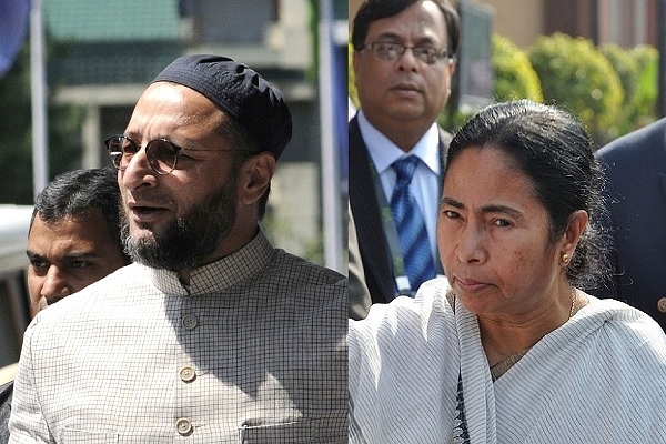 Asaduddin Owaisi (L), Mamata Banerjee (R).