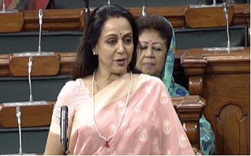 Hemal Malini, Mathura’s MP raising the issue of monkey menace in the Parliament.