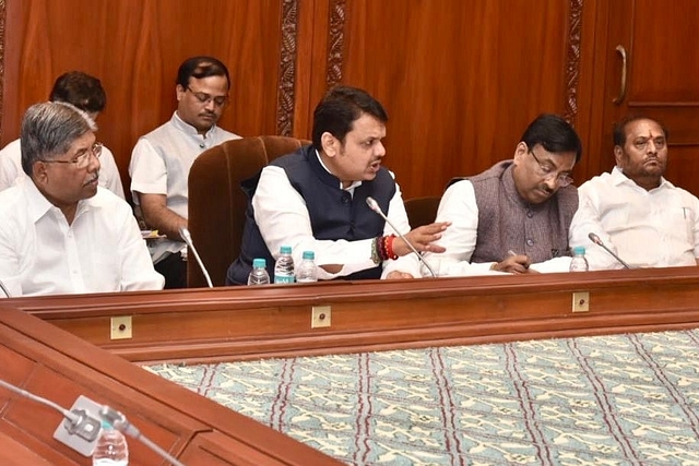 Maharashtra CM Devendra Fadnavis during the meeting with ministers (@CMOMaharashtra/Twitter)