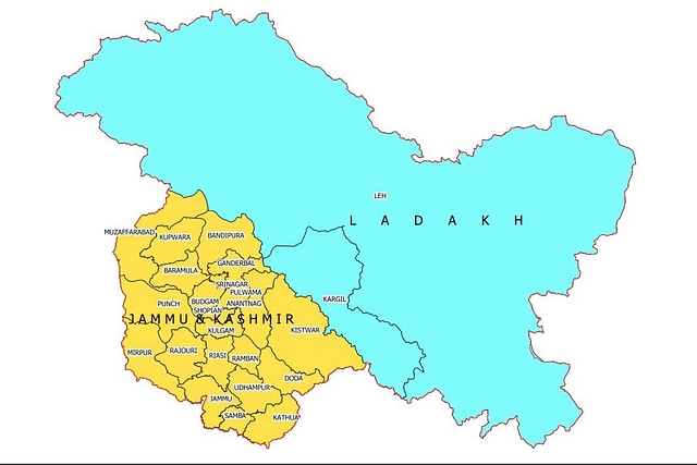 MAP OF UT OF JAMMU &amp; KASHMIR AND UT OF LADAKH. (as per government release)