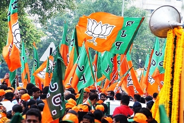 BJP supporters at a rally.