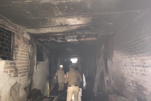 The site post fire break-out. (Twitter/@AamAadmiParty)