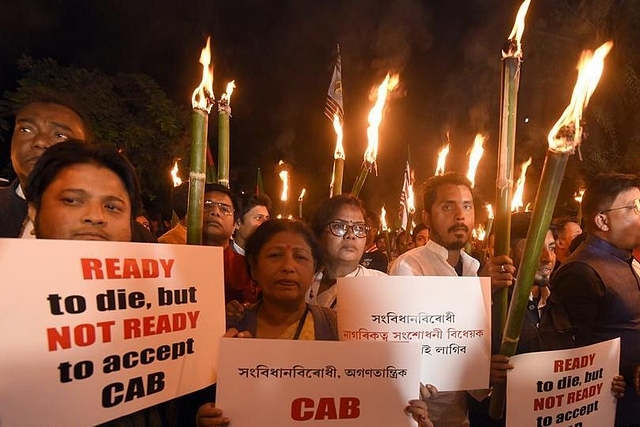 CAB protesters at a rally. (Hindustan Times)