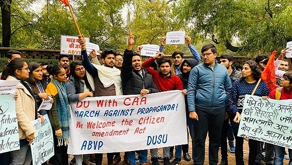 Delhi University students marching in favour of CAA (Pic via Twitter)