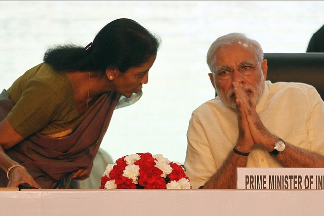 Prime Minister Narendra Modi with Finance Minister Nirmala Sitharaman (Virendra Singh Gosain/Hindustan Times via Getty Images)&nbsp;