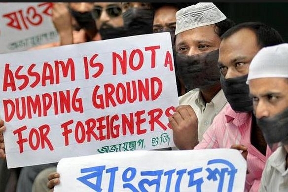 People in Assam protest against the settlement of illegal immigrants in the state. (Daily Sokal)