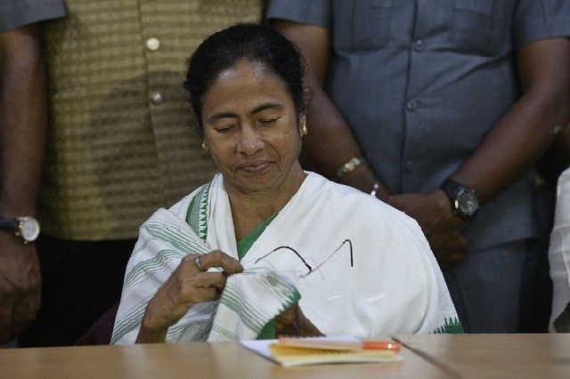 West Bengal Chief Minister Mamata Banerjee during a press conference. (Sanchit Khanna/Hindustan Times via Getty Images)