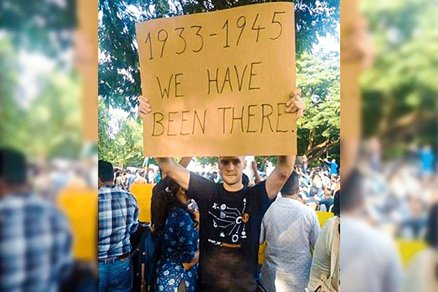 Jakob Lindenthal at an anti-CAA protest