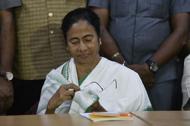 West Bengal Chief Minister Mamata Banerjee during a press conference. (Sanchit Khanna/Hindustan Times via Getty Images)