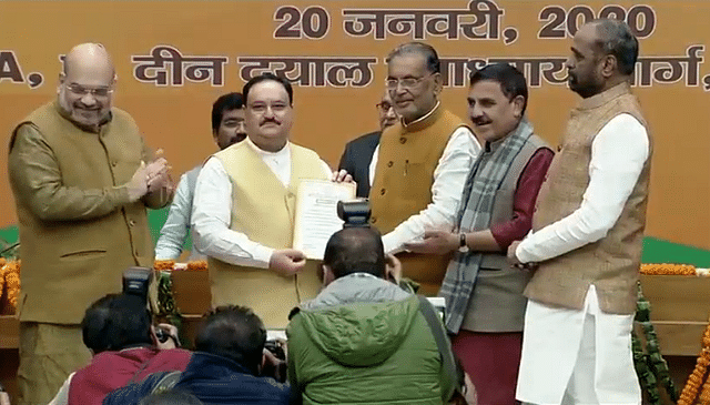 Newly elected BJP president J P Nadda (Picture via Twitter)