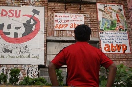 Election graffiti at Jawaharlal Nehru University. (Vivek Singh/The India Today Group/Getty Images)&nbsp;