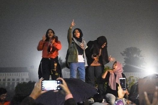 Jamia students at a rally. (Picture: Twitter)