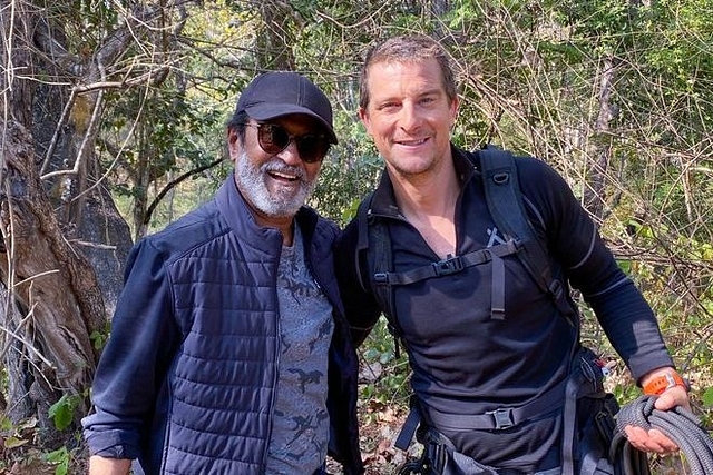 Superstar Rajinikanth with Bear Grylls (Pic Via Twitter)