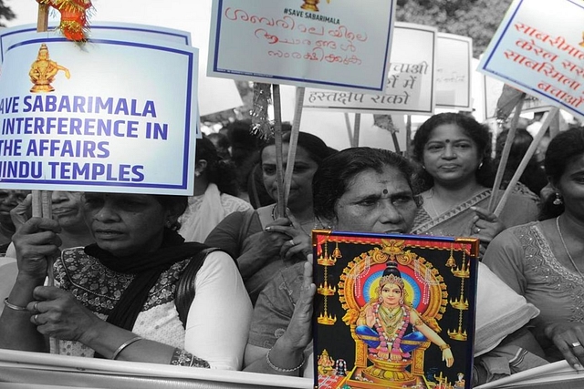 Women take part in a protest against the SC’s verdict.&nbsp;