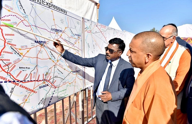 Uttar Pradesh Chief Minister Yogi Adityanath during a presentation on the Bundelkhand Expressway in Chitrakoot. 