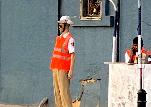 A ‘mannequin cop’ at a junction in Bengaluru.