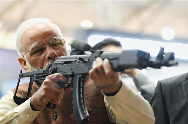 Prime Minister Narendra Modi at the Defence Expo in Lucknow on Wednesday. 