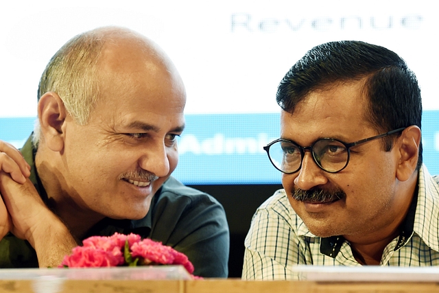 Delhi Chief Minister Arvind Kejriwal with his deputy Manish Sisodia (Arvind Yadav/Hindustan Times via GettyImages)&nbsp;