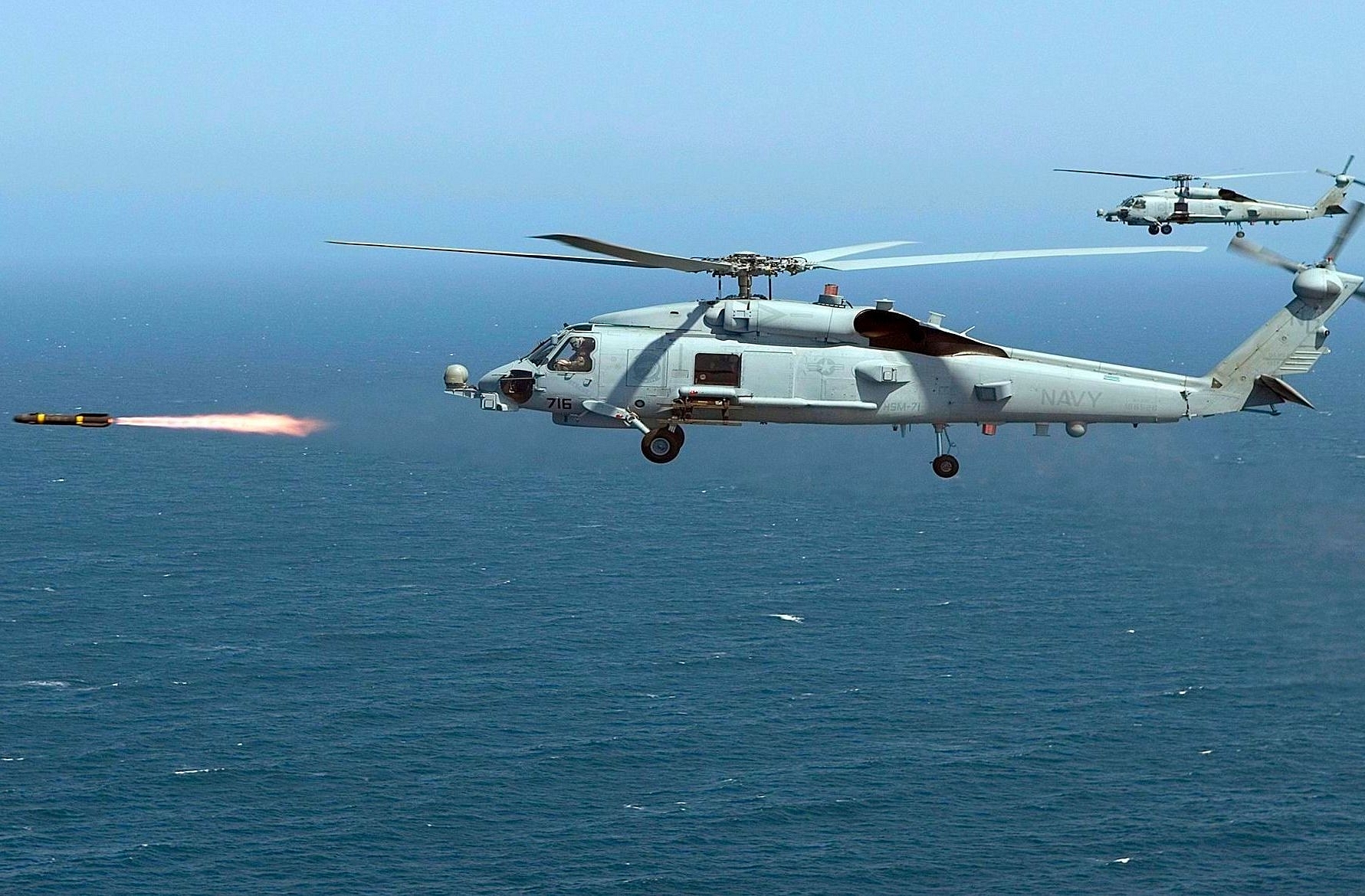 An MH-60R Seahawk of the US Navy firing a live Hellfire missile. (US Navy/Wikipedia)