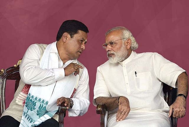 Assam Chief Minister Sarbananda Sonowal with Prime Minister Narendra Modi