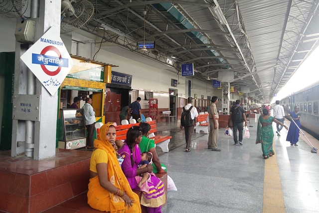 Passengers at a railway station.