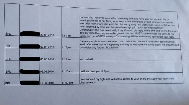 Transcripts of Milind Deora’s text messages to Rana Kapoor