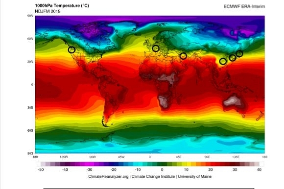 World Temperature Map November 2018-March 2019