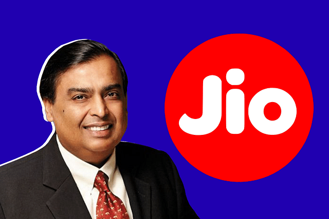 Mukesh Ambani/Jio Logo (Swarajya Magazine)